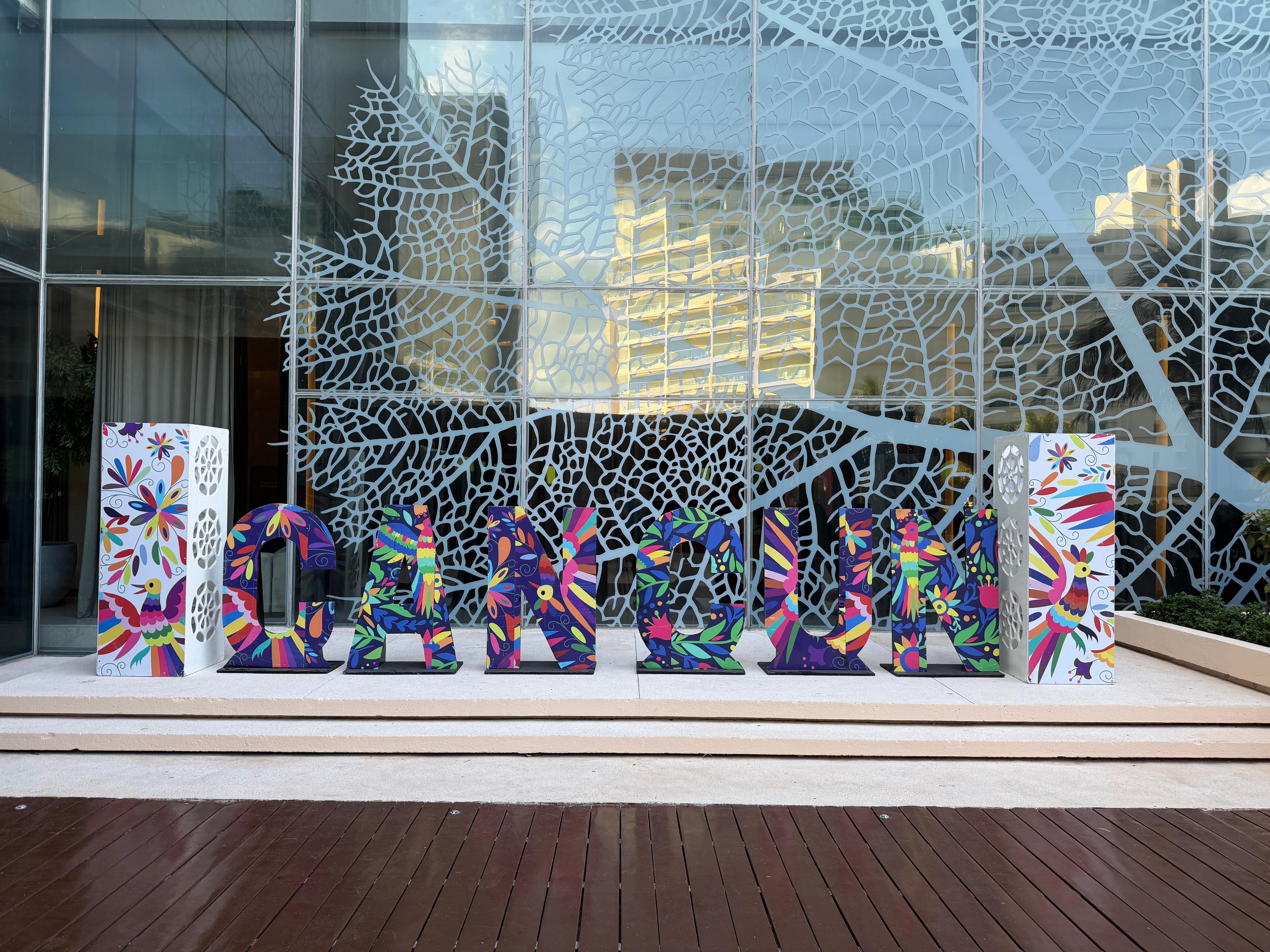 Festive “Cancun” decor set up for the weekly Mexican night 