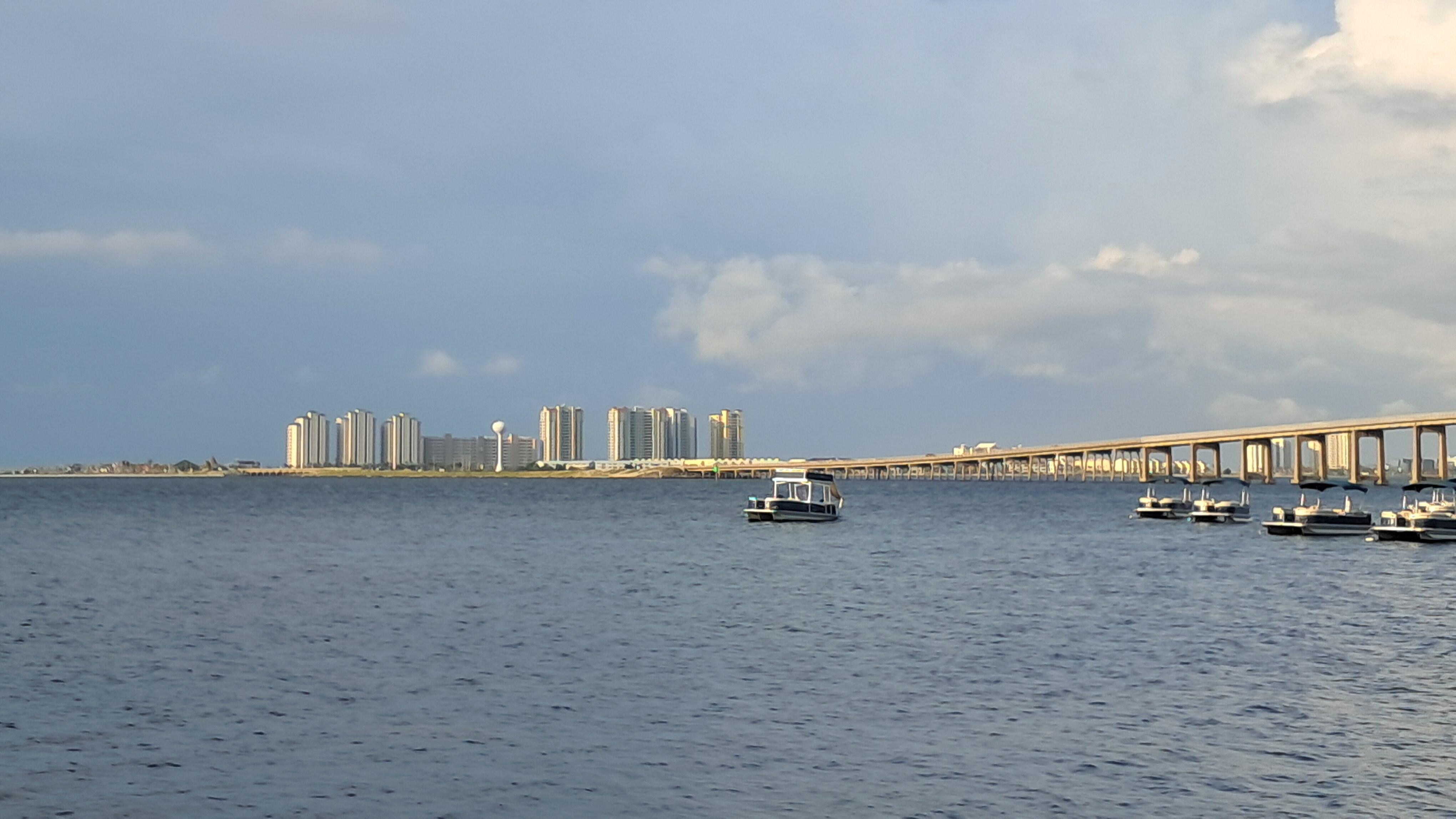 This is a view of the bay from the chairs out back.