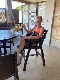 Relaxing moment after a hard day swimming.