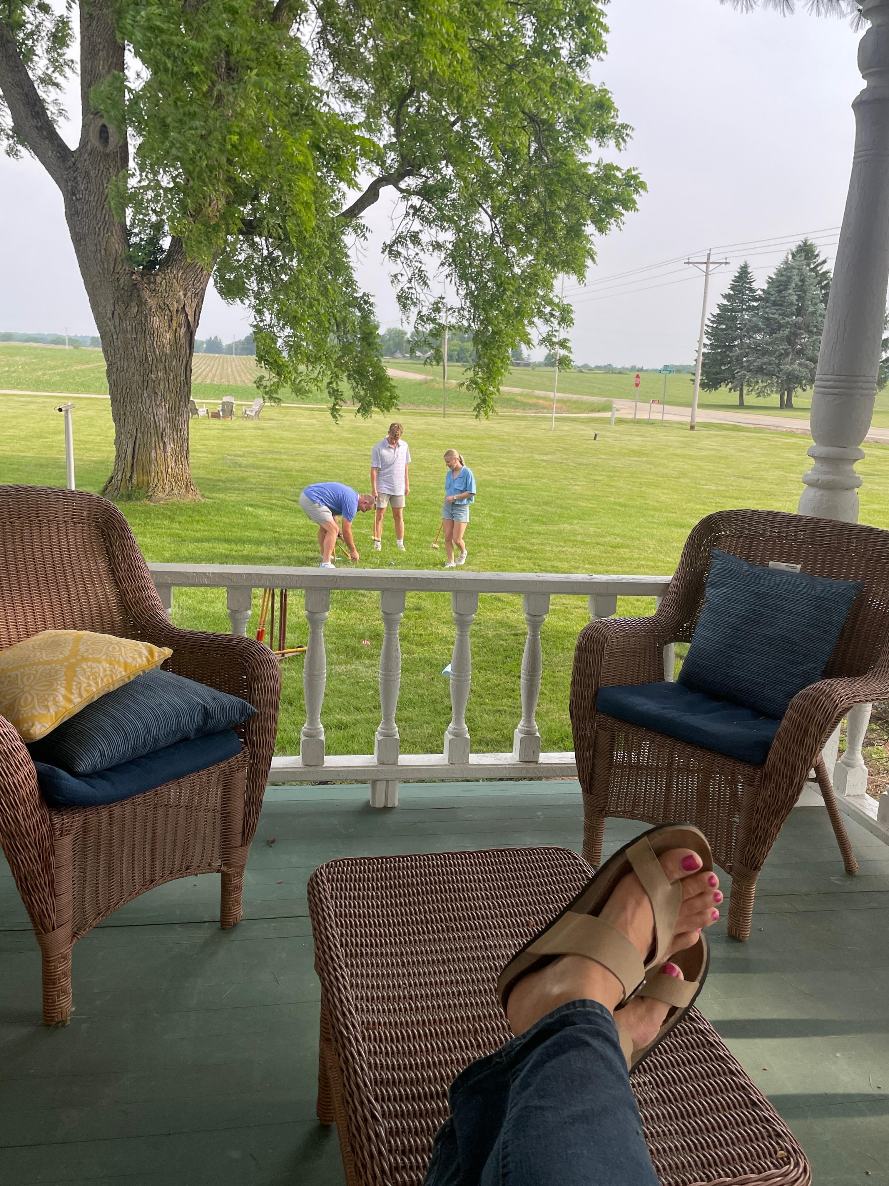Teaching the kids the game of croquet!!