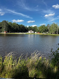 The view of property across the lake