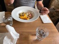 Pasta dish with some added chips from my dinner as portion so small £17