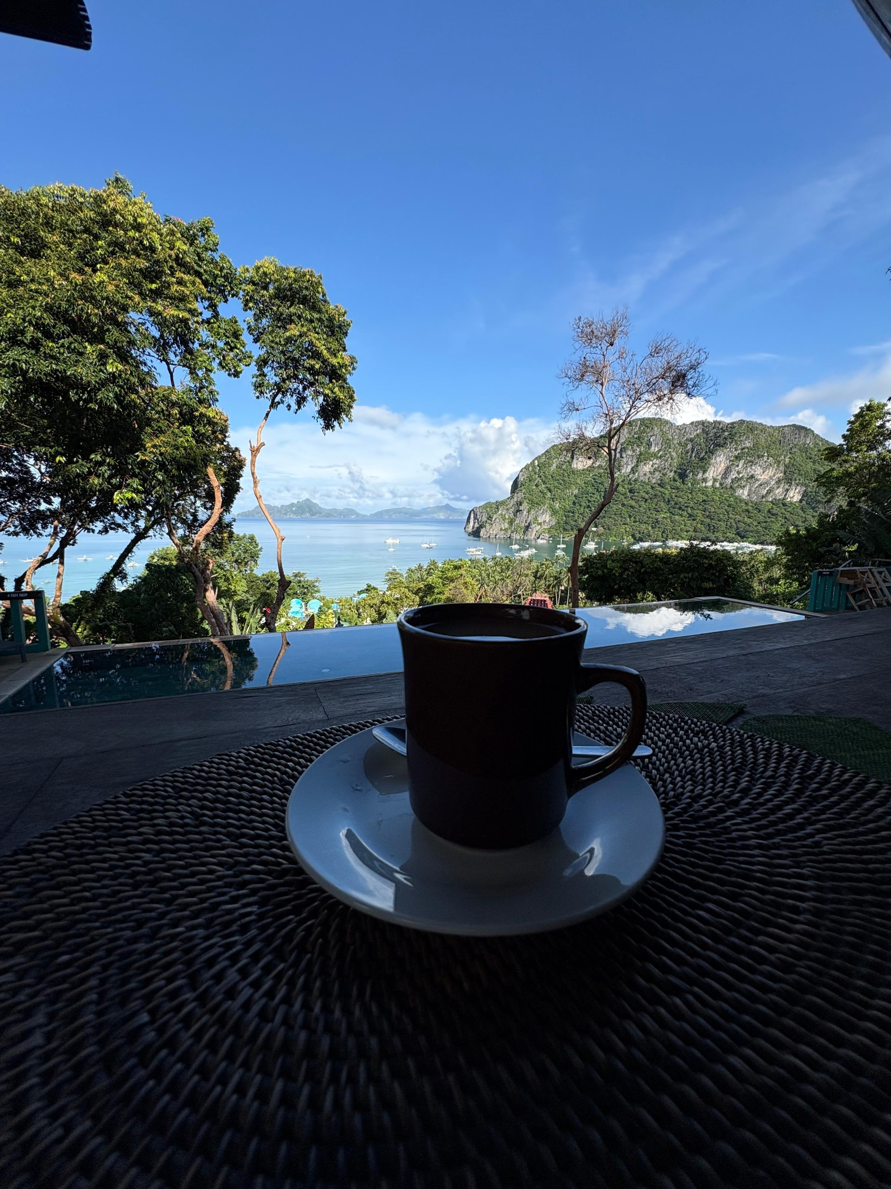 Breakfast coffee with a view! 