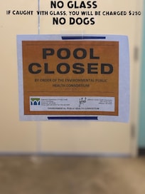 Pool closed, per the health department