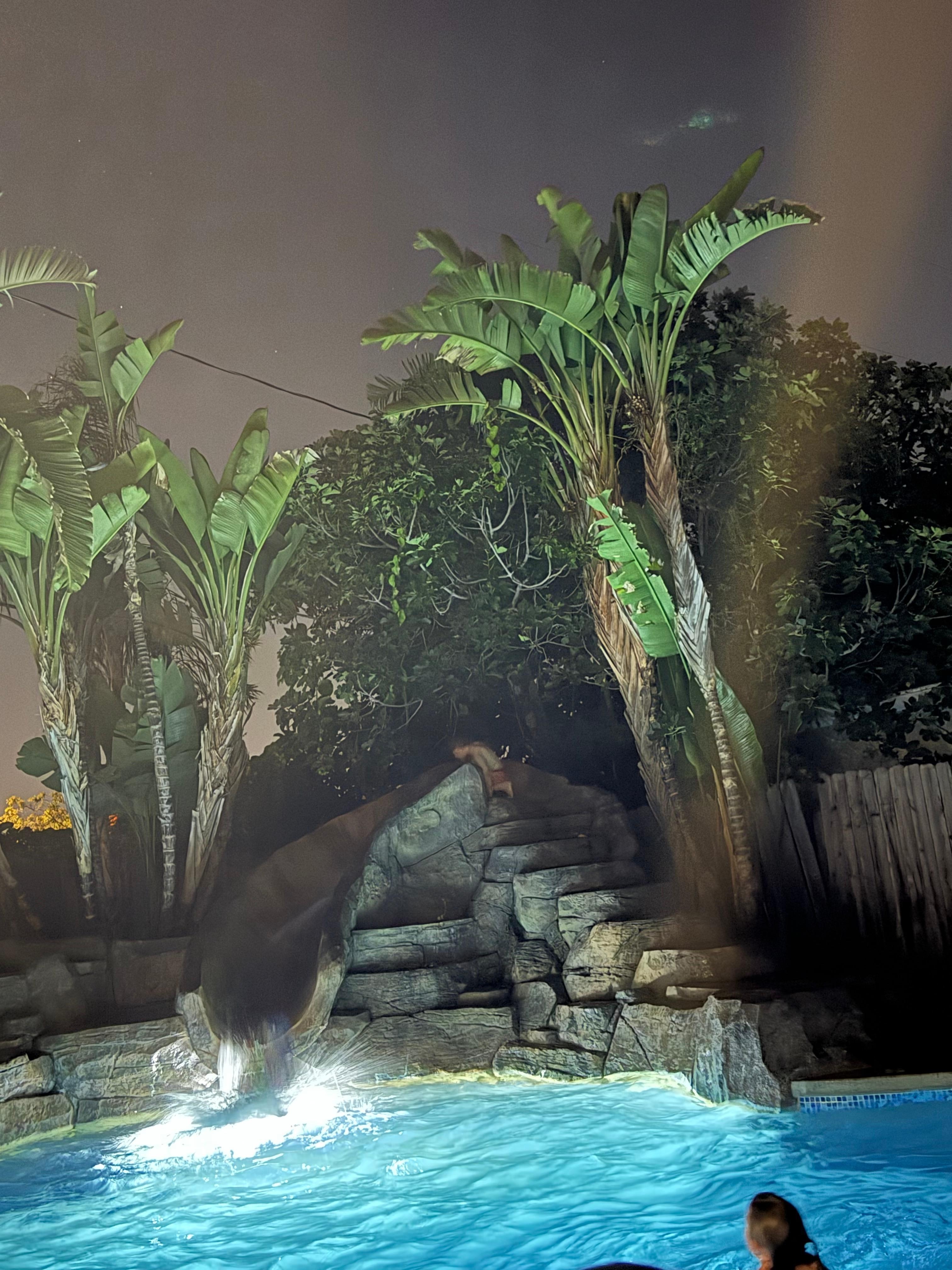 Beautiful evening out by the pool