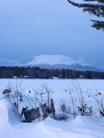 View of Katahdin from the end of the dock