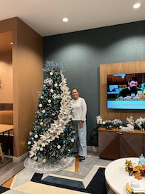 I love the Christmas tree inside the dining area.