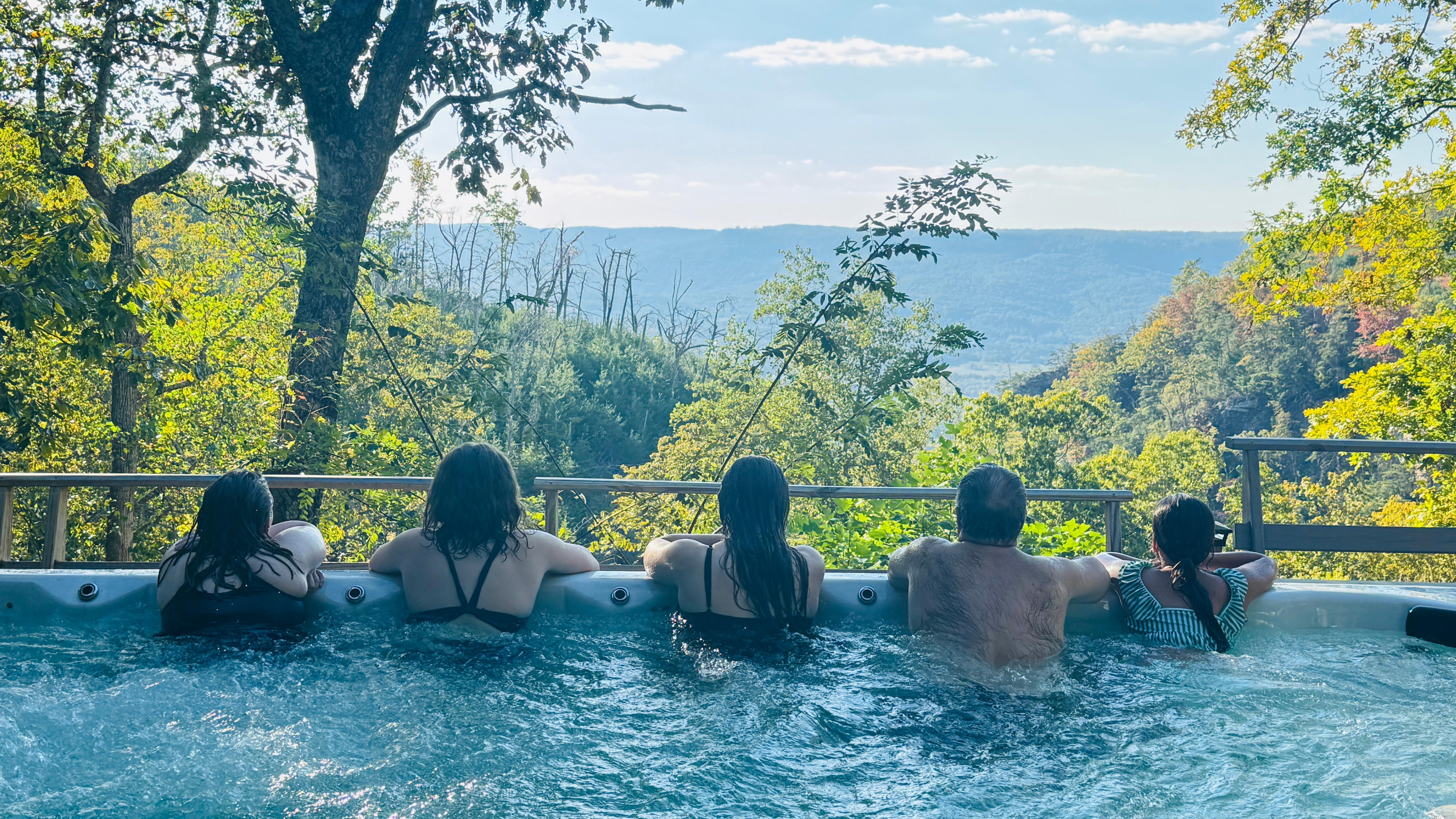 View of the sunset from the hot tub.