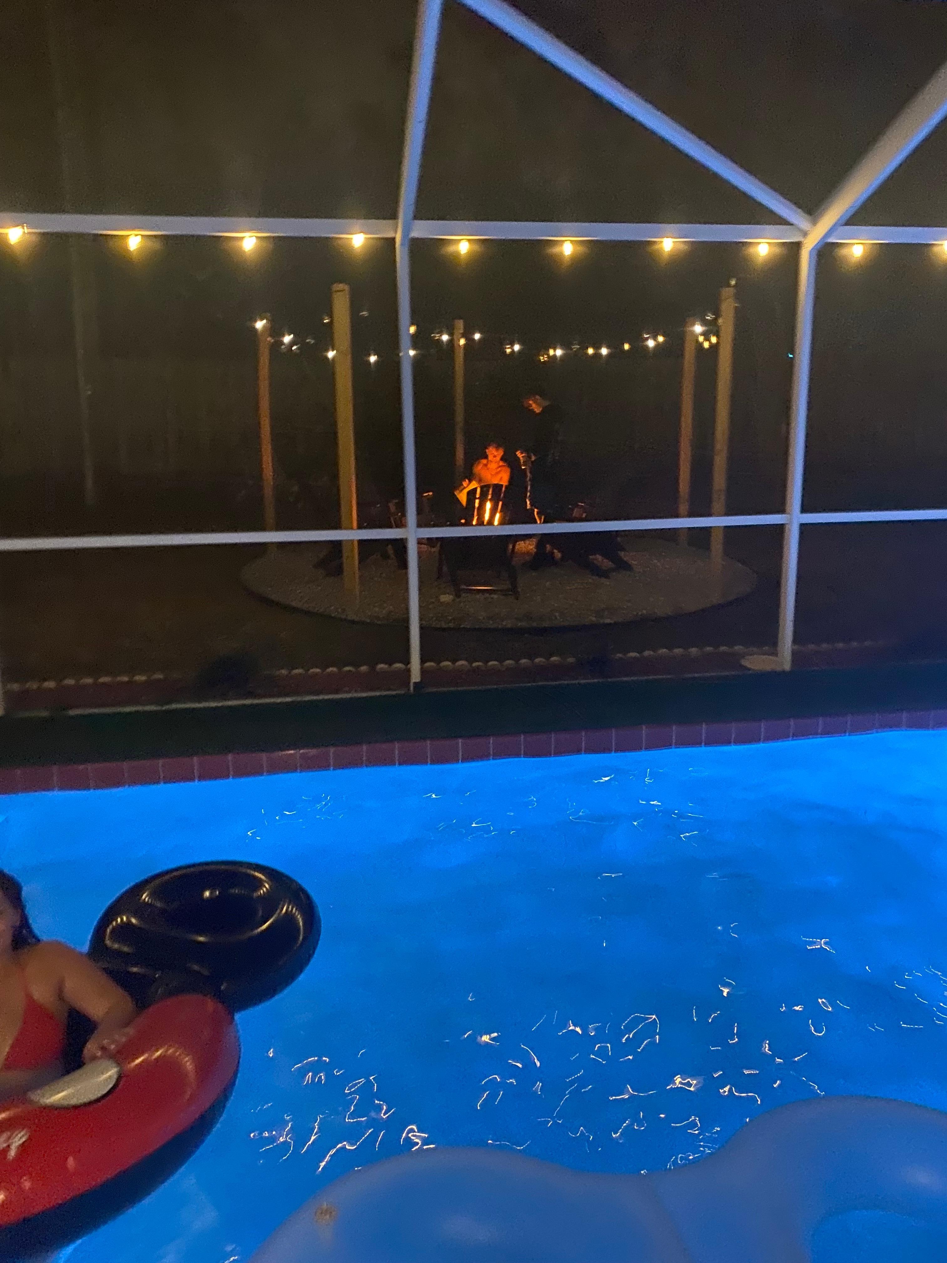 We loved the pool , hot tub and fire pit. Having a tv outside was so fun for us to watch and enjoy the pool. 