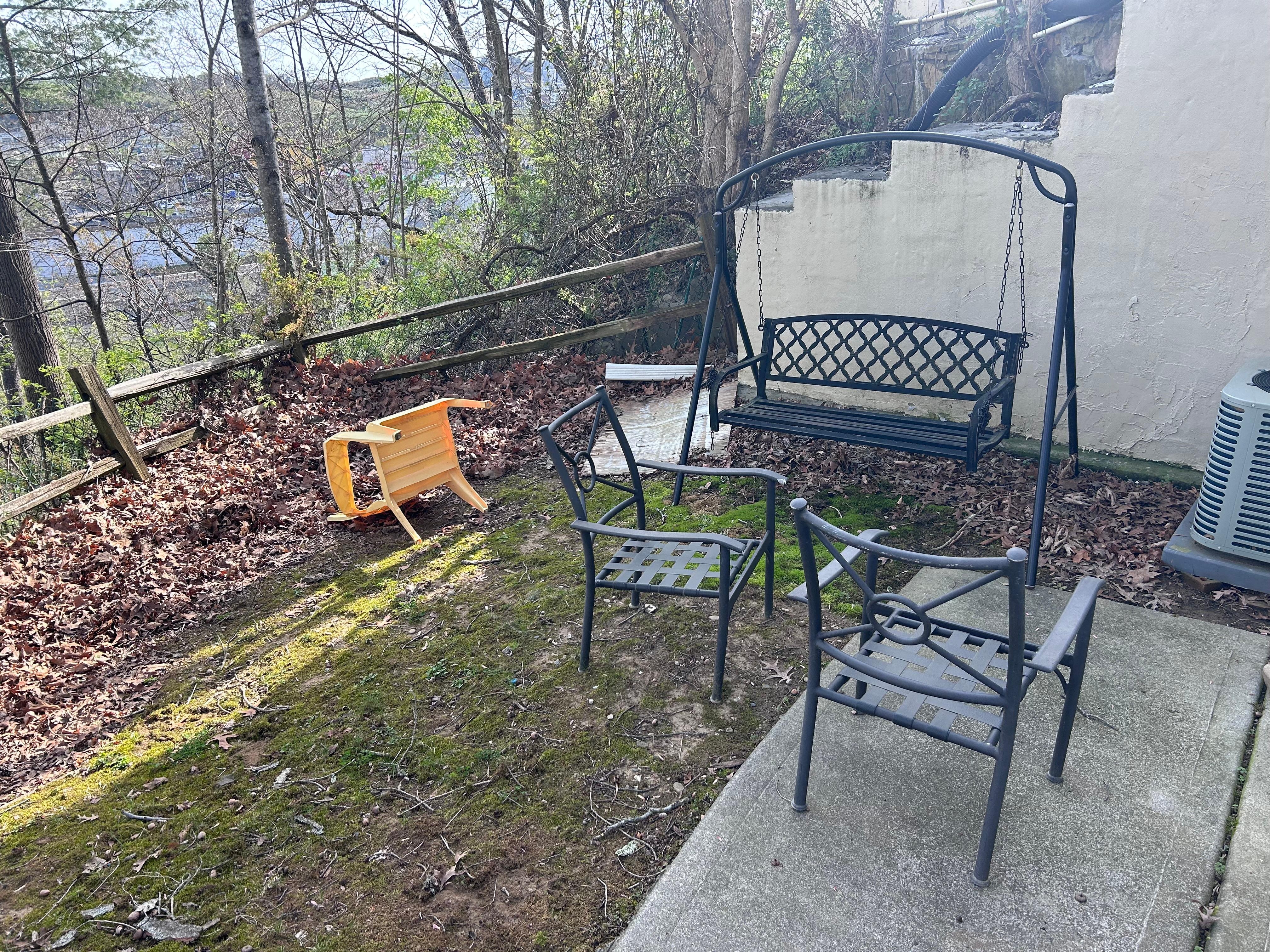 The fenced in side yard