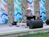 Harry Manx at an outdoor concert in Egg Harbor. Wonderful