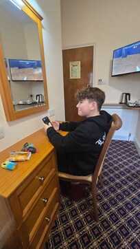 Tv in background in corner