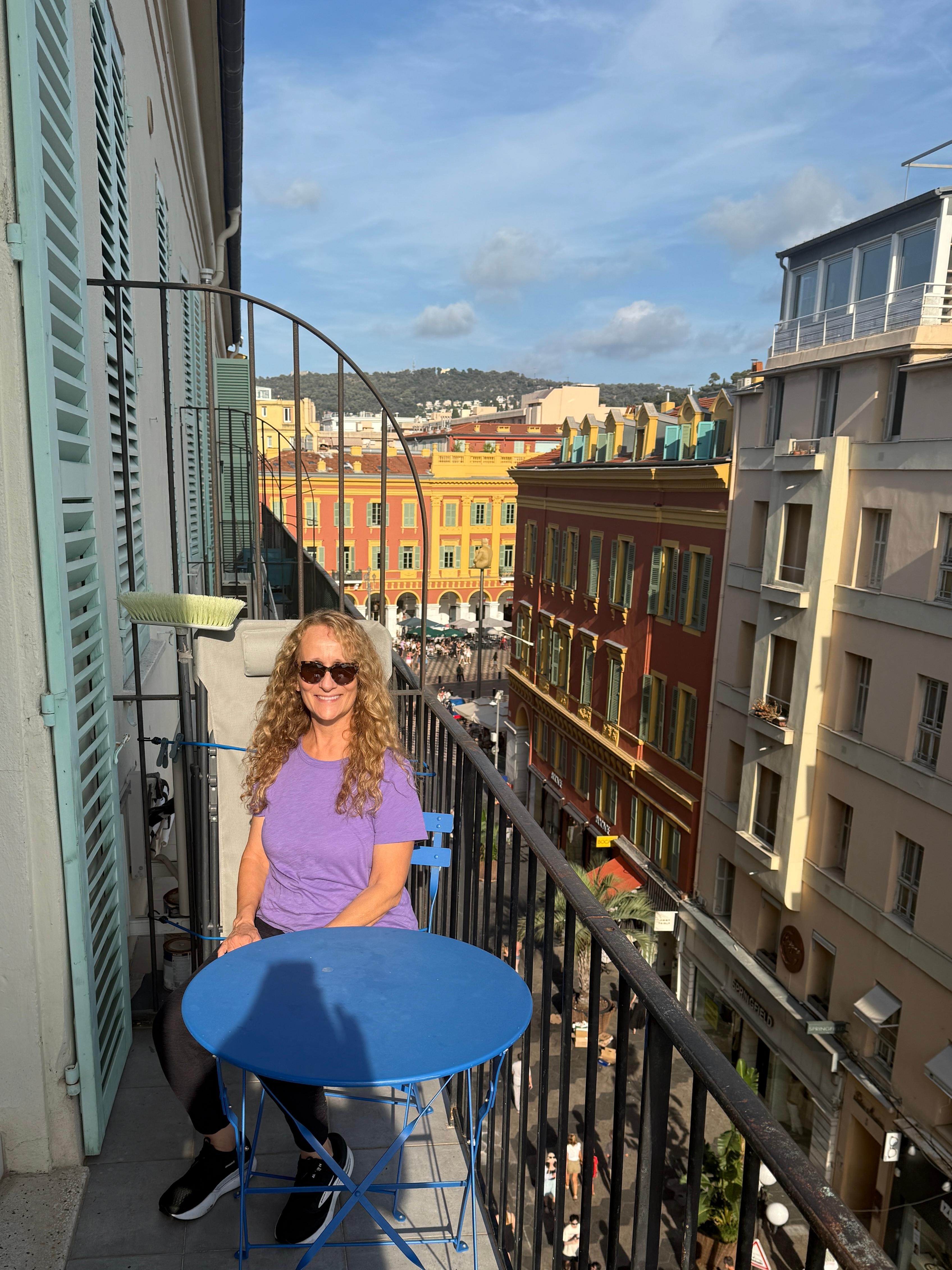 Enjoying the apartment’s terrace 