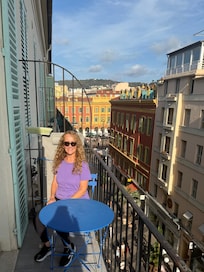 Enjoying the apartment’s terrace