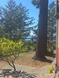 View from the front yard of the home towards the black sands beach