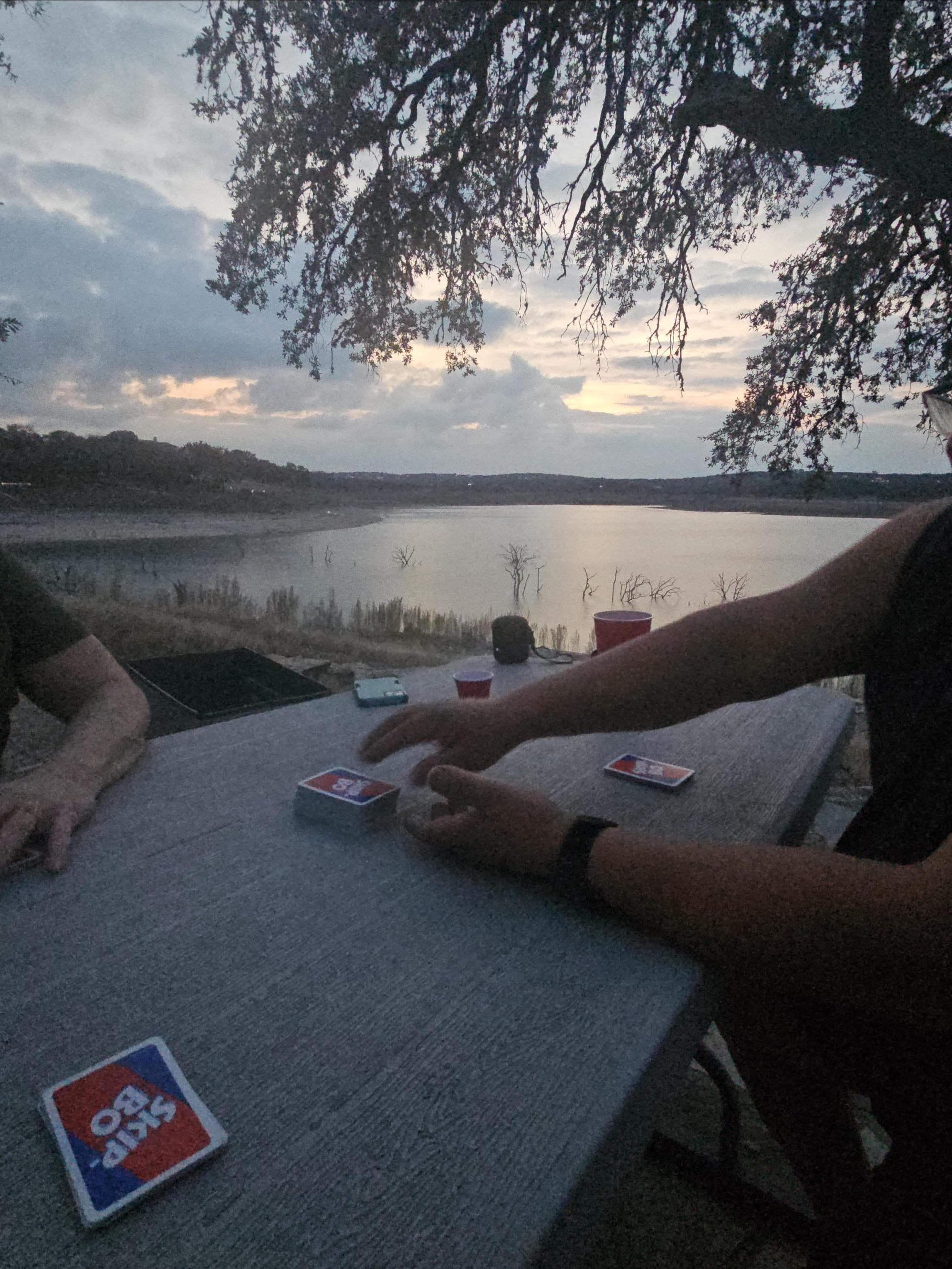 Playing Skip-Bo on the water