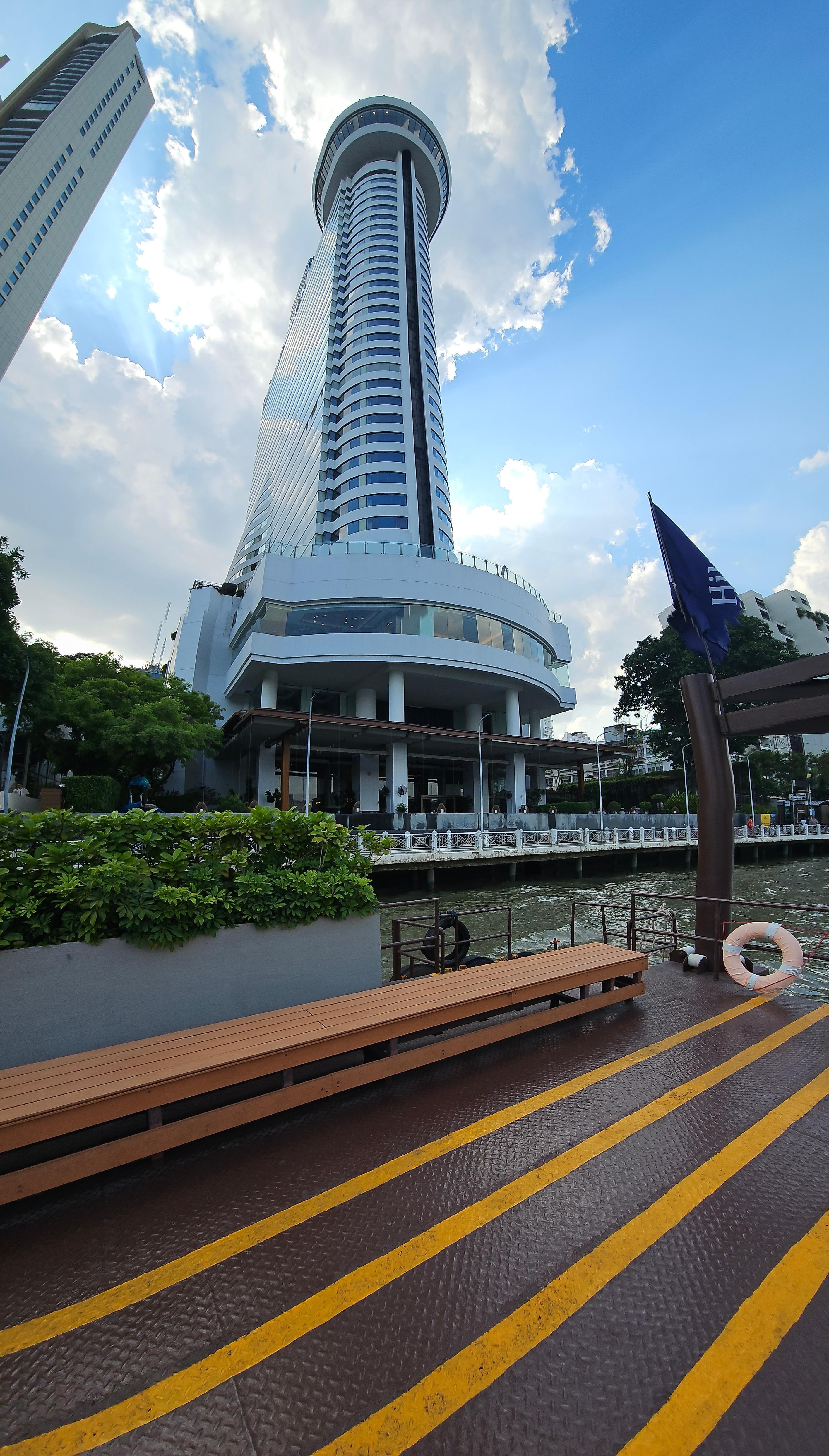 View of hotel from the dock in front 