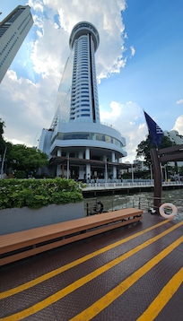 View of hotel from the dock in front