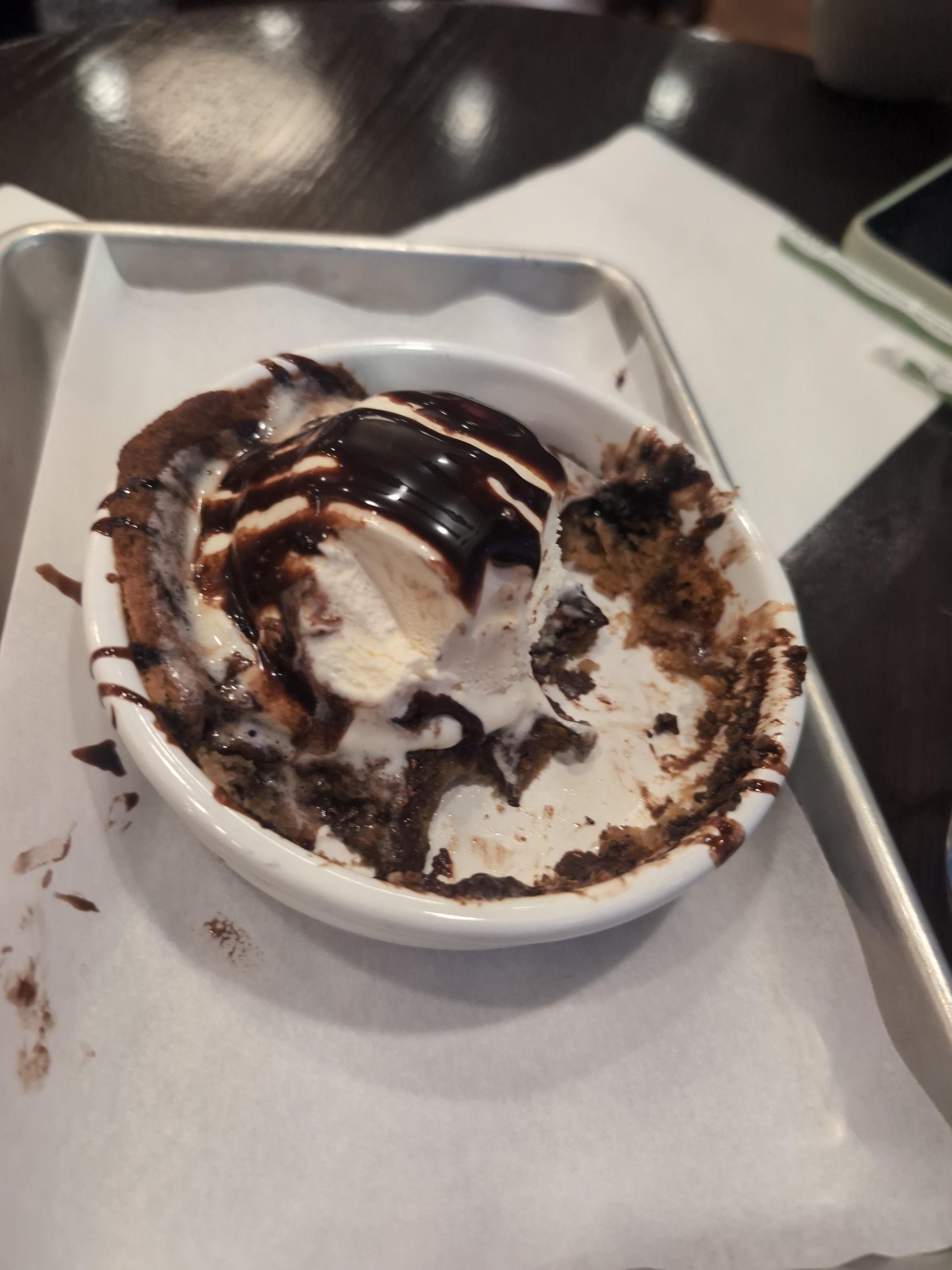 Fresh hot cookie with ice cream
