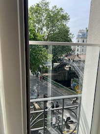View from our room of the lock and swing bridge on Canal Saint-Martin