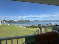 View off main floor balcony. Great spot for meals and cocktails.