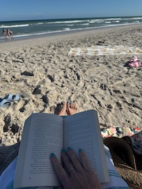 Surf City beach is the perfect place to listen to music and read my favorite book.