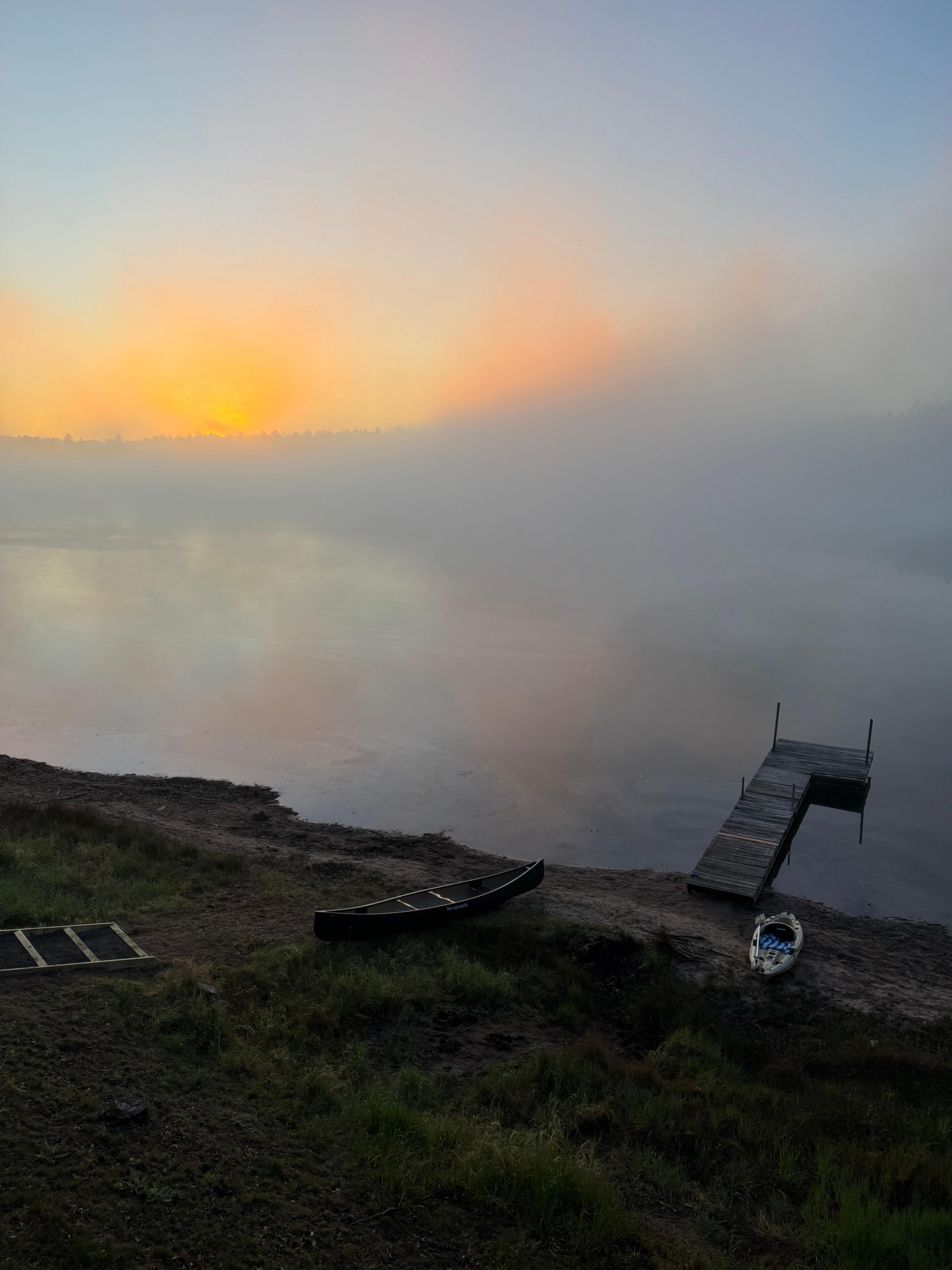 A foggy morning sunrise. 