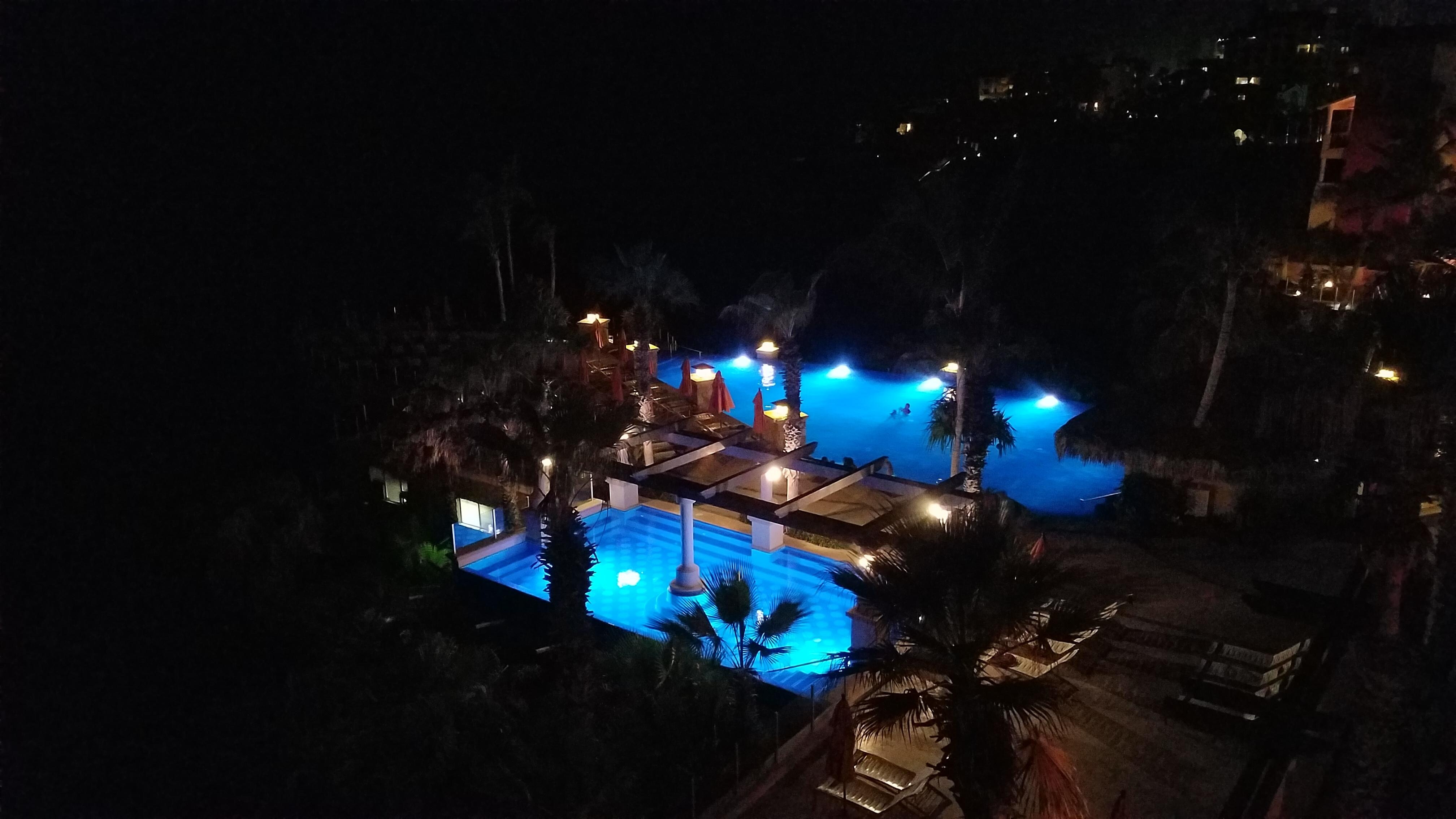Hotel pool at night