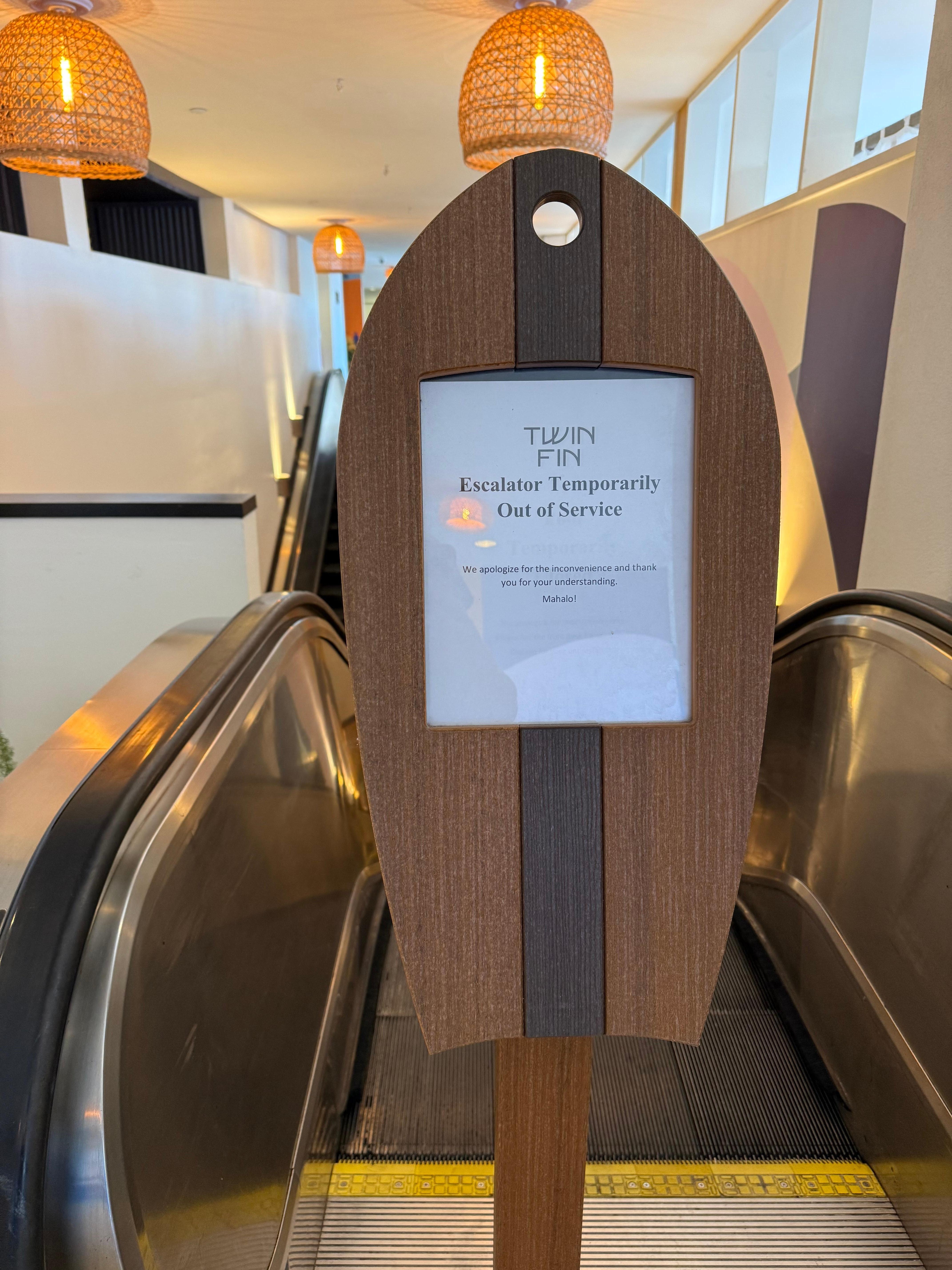 escalator not working was an inconvenience due to elevator taking forever 