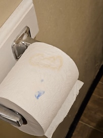 Urine on the toilet paper