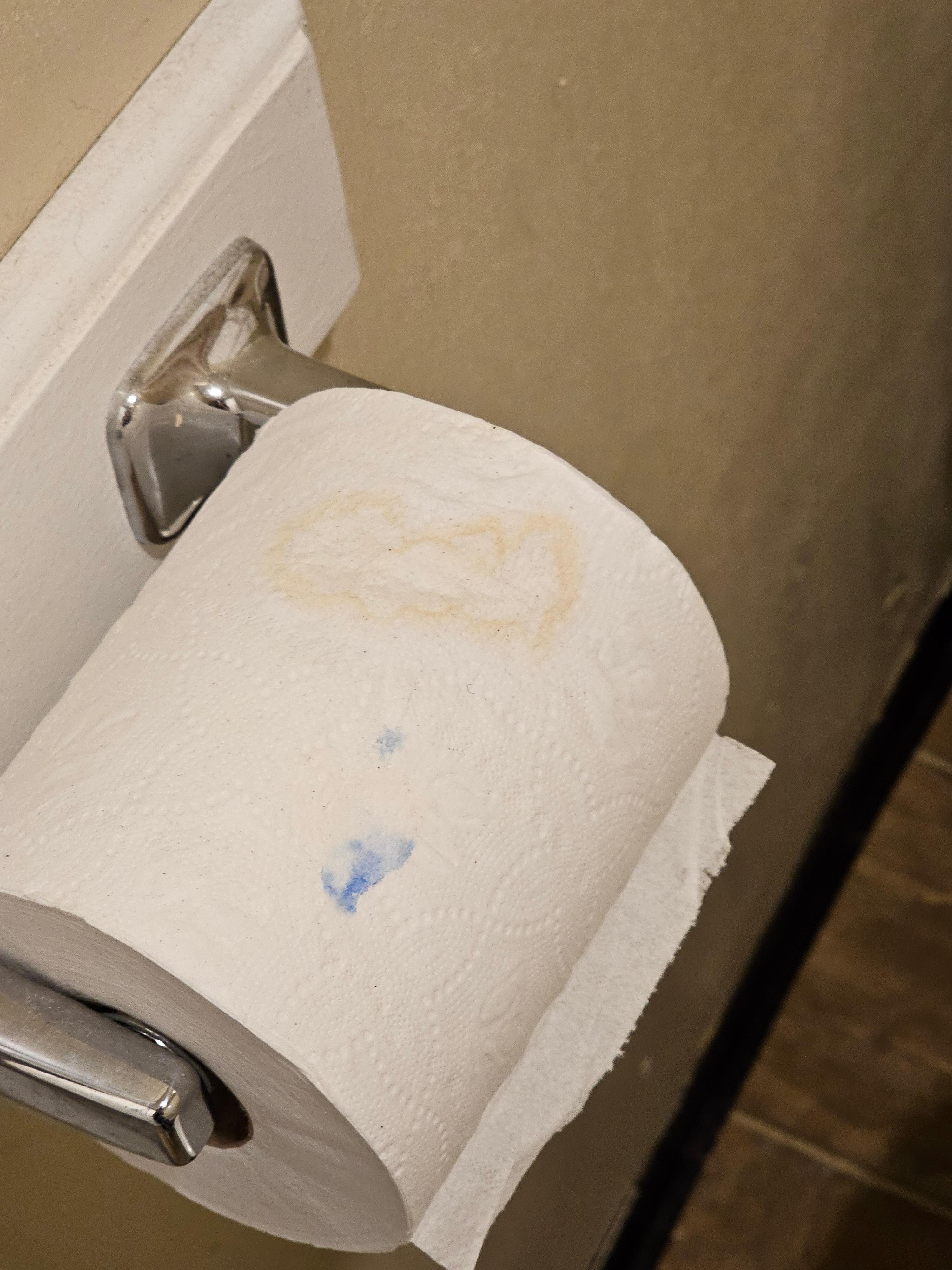 Urine on the toilet paper