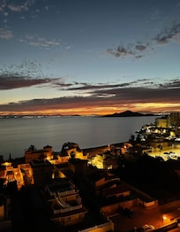 Sunset and city lights