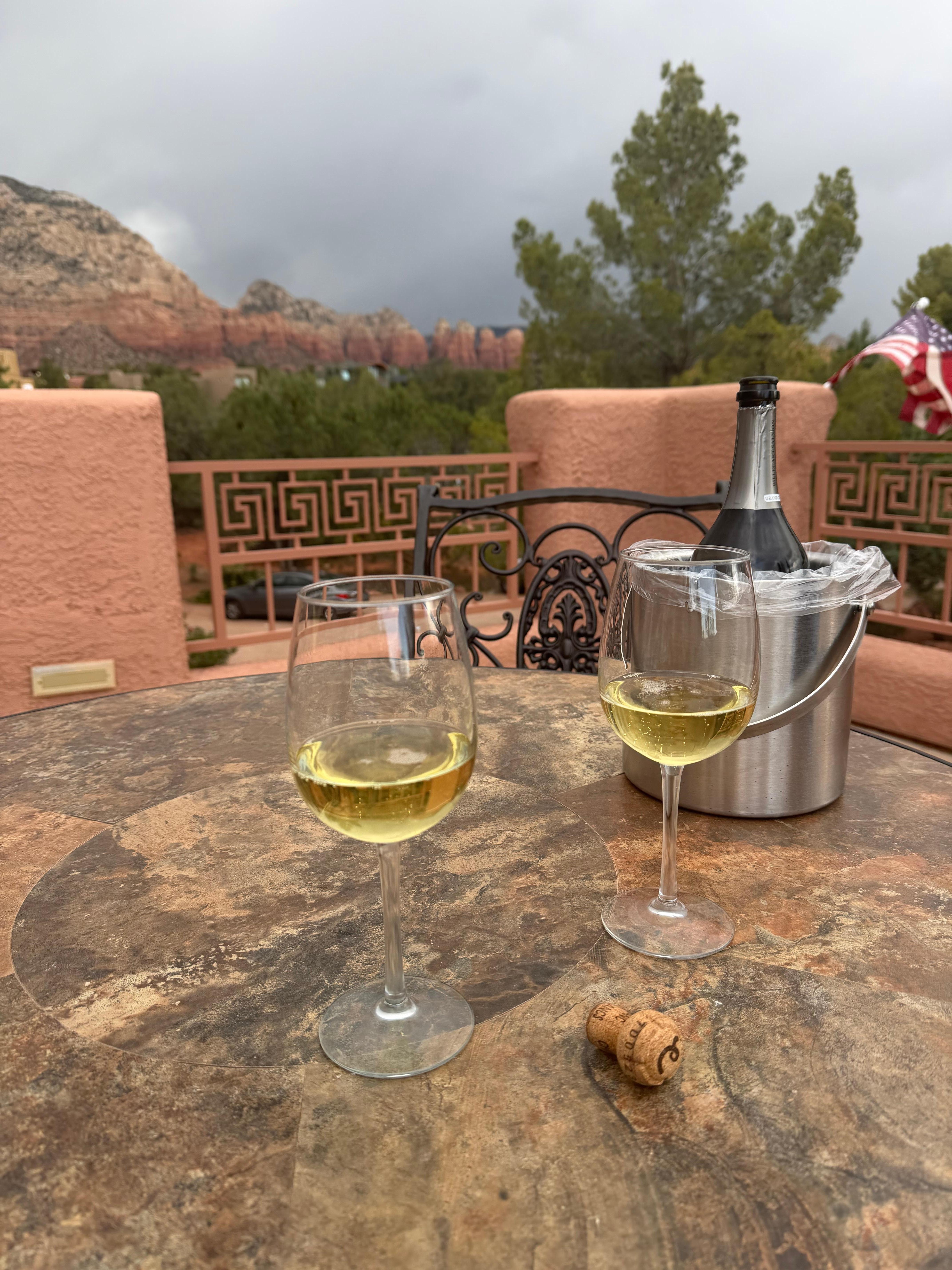 The deck was the perfect place for a drink and the view was spectacular 