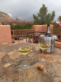 The deck was the perfect place for a drink and the view was spectacular