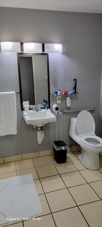 Truck stop inspired bathroom.