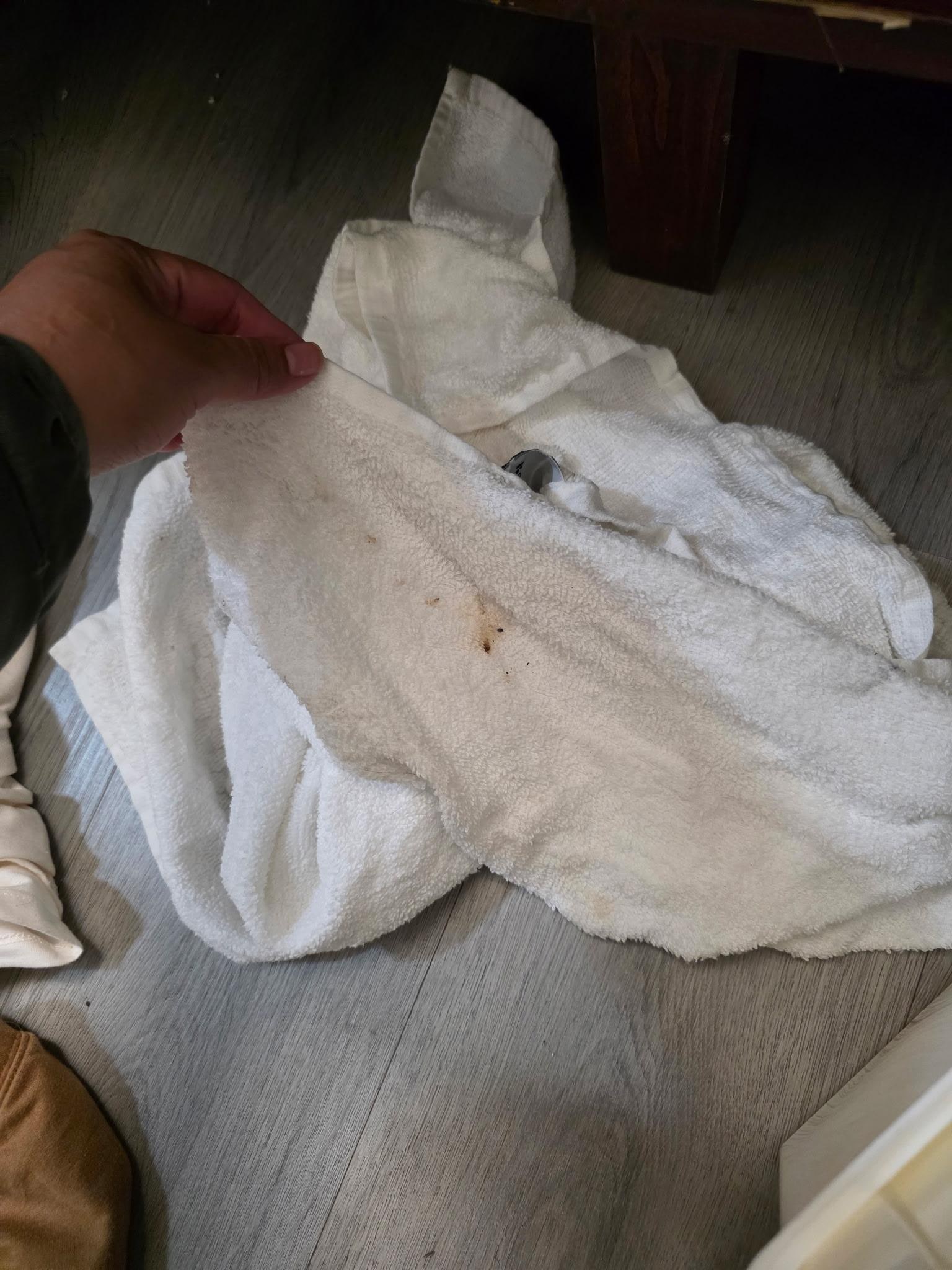 We used towels to clean the fridge water leak