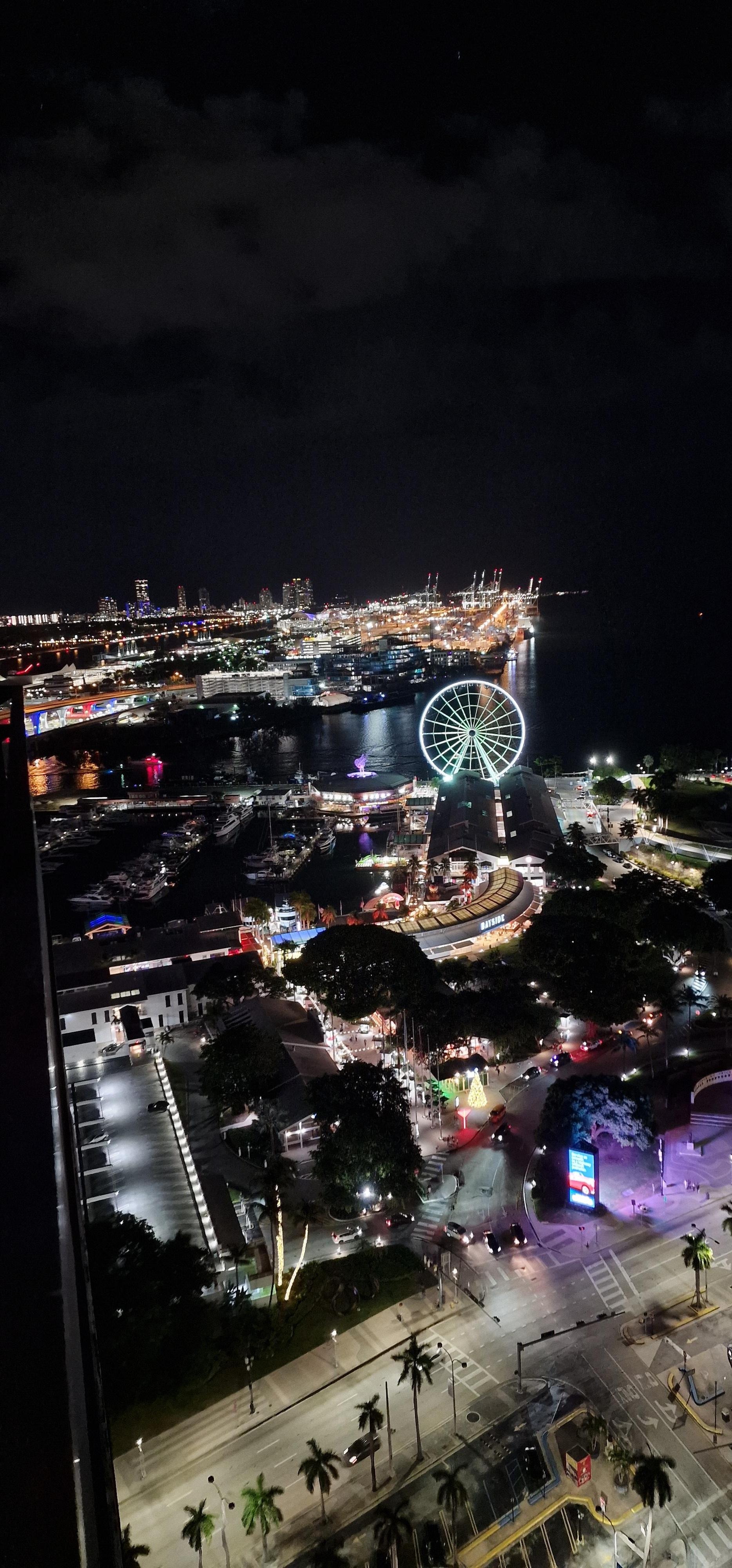View at night from balcony 