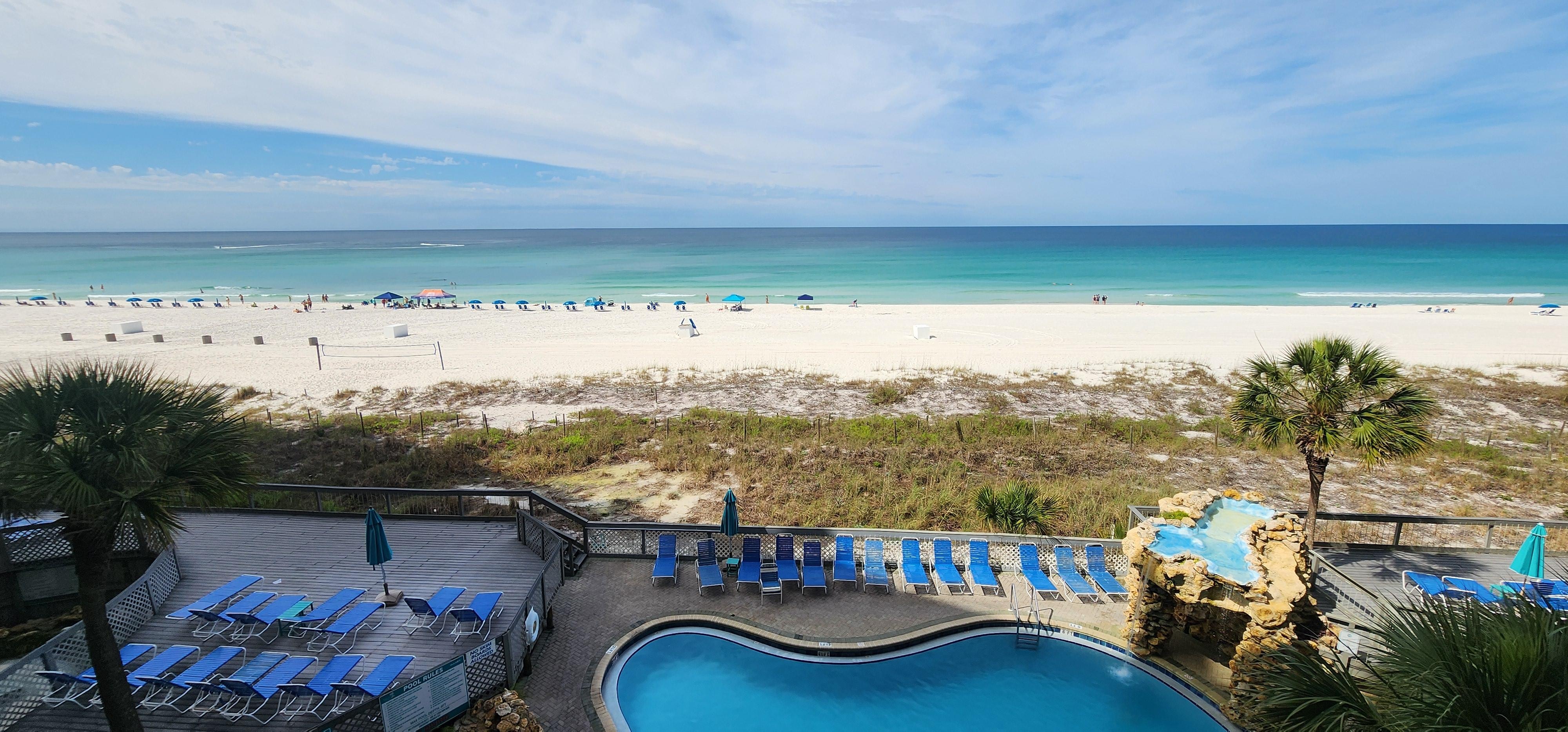 View from the balcony. Great location on the third floor so you don't have to take the elevator. 