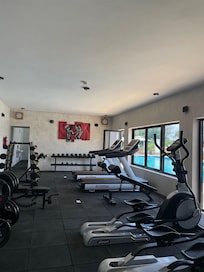 Gym had two different sections. The picture only shows one of them