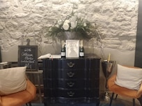 Entry waiting area with beautiful flower display