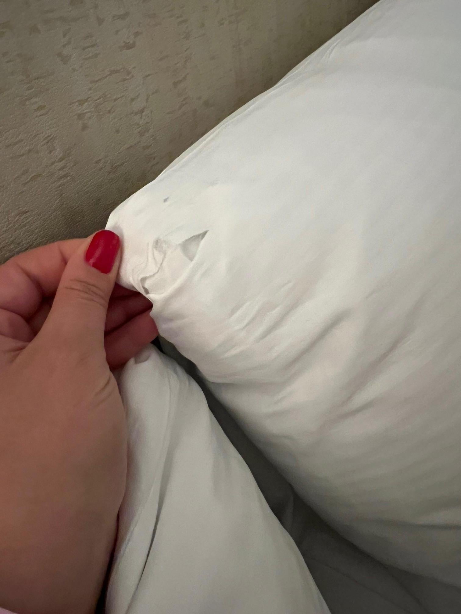 There was also a tear in the sheet aside from this pillow case.