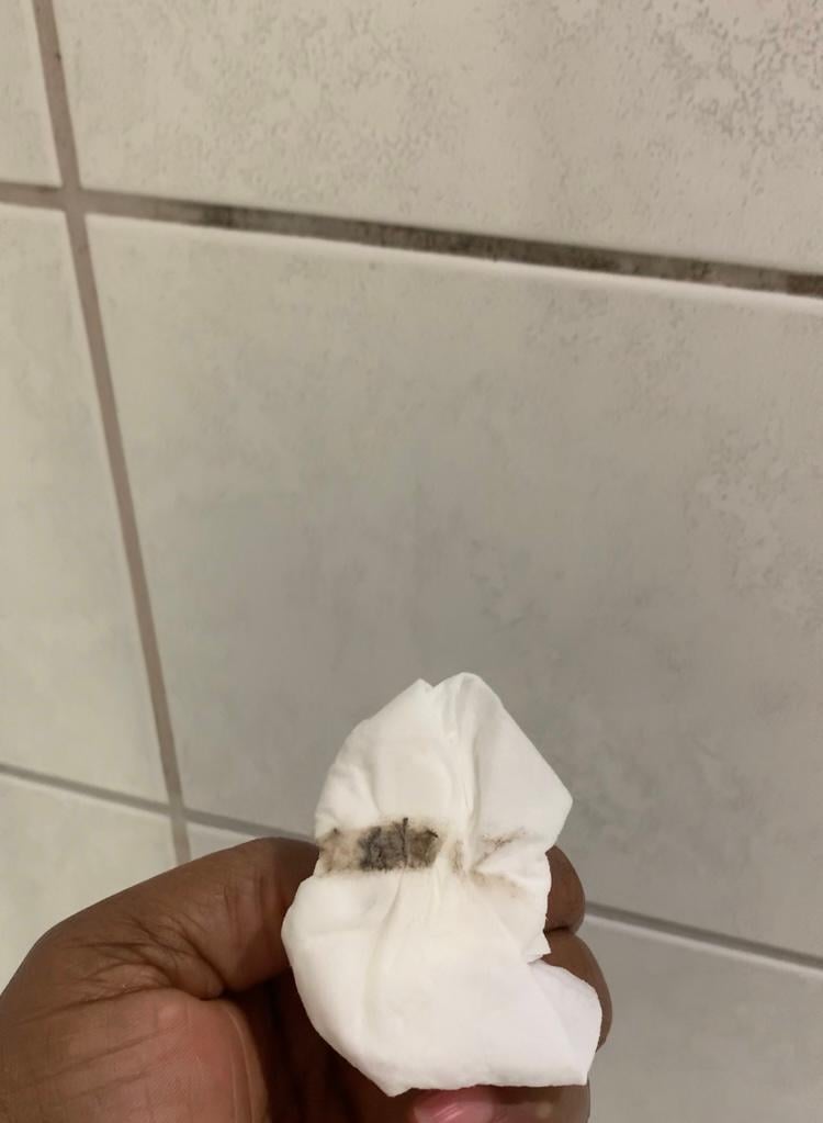 I wiped the hotel shower wall and that’s what I got