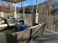 Outdoor porch space near breakfast area