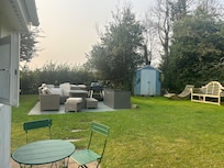 The lovely seating area in the garden