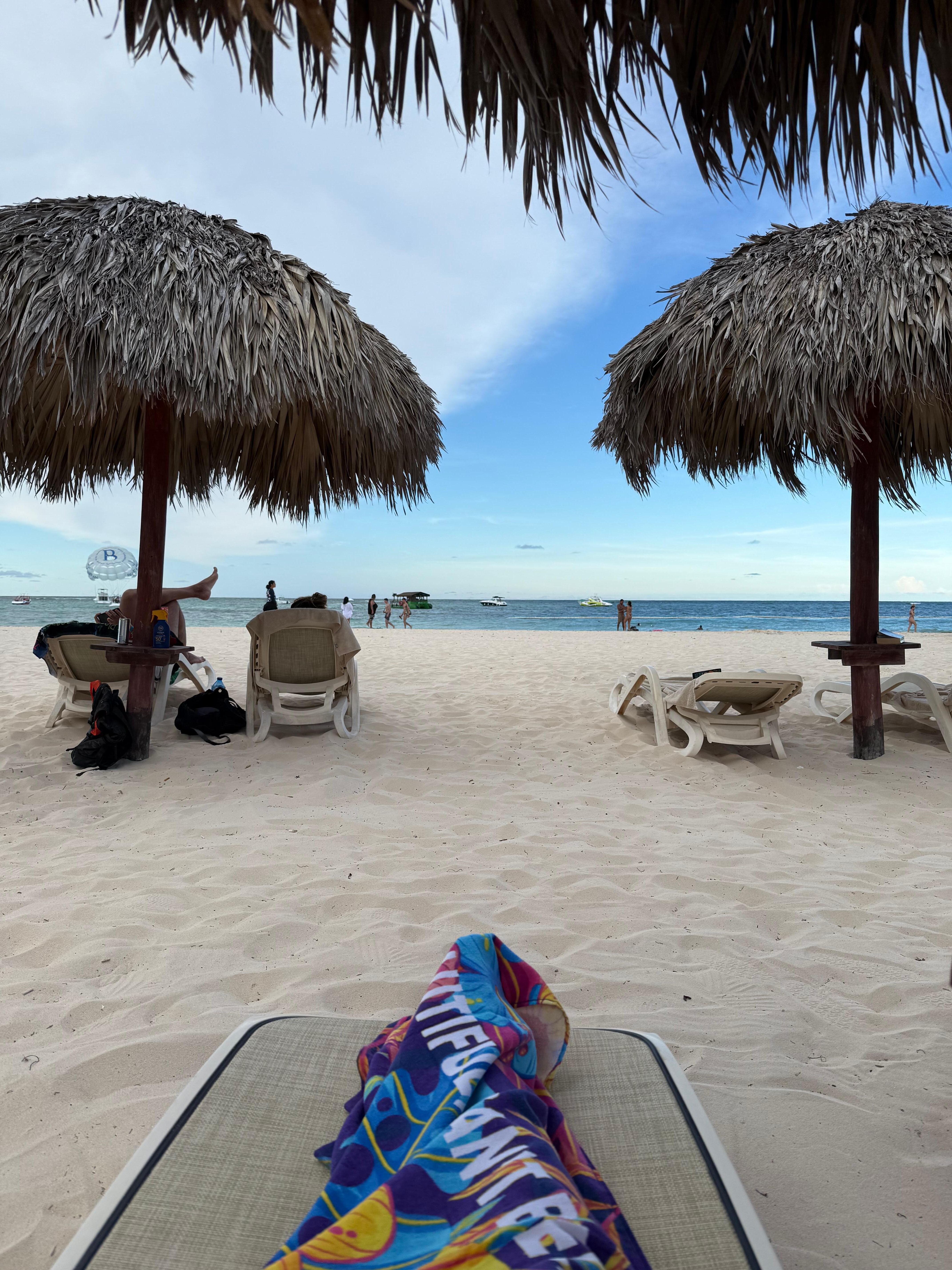 If you are part of the hotel they have free beach chairs and umbrellas 