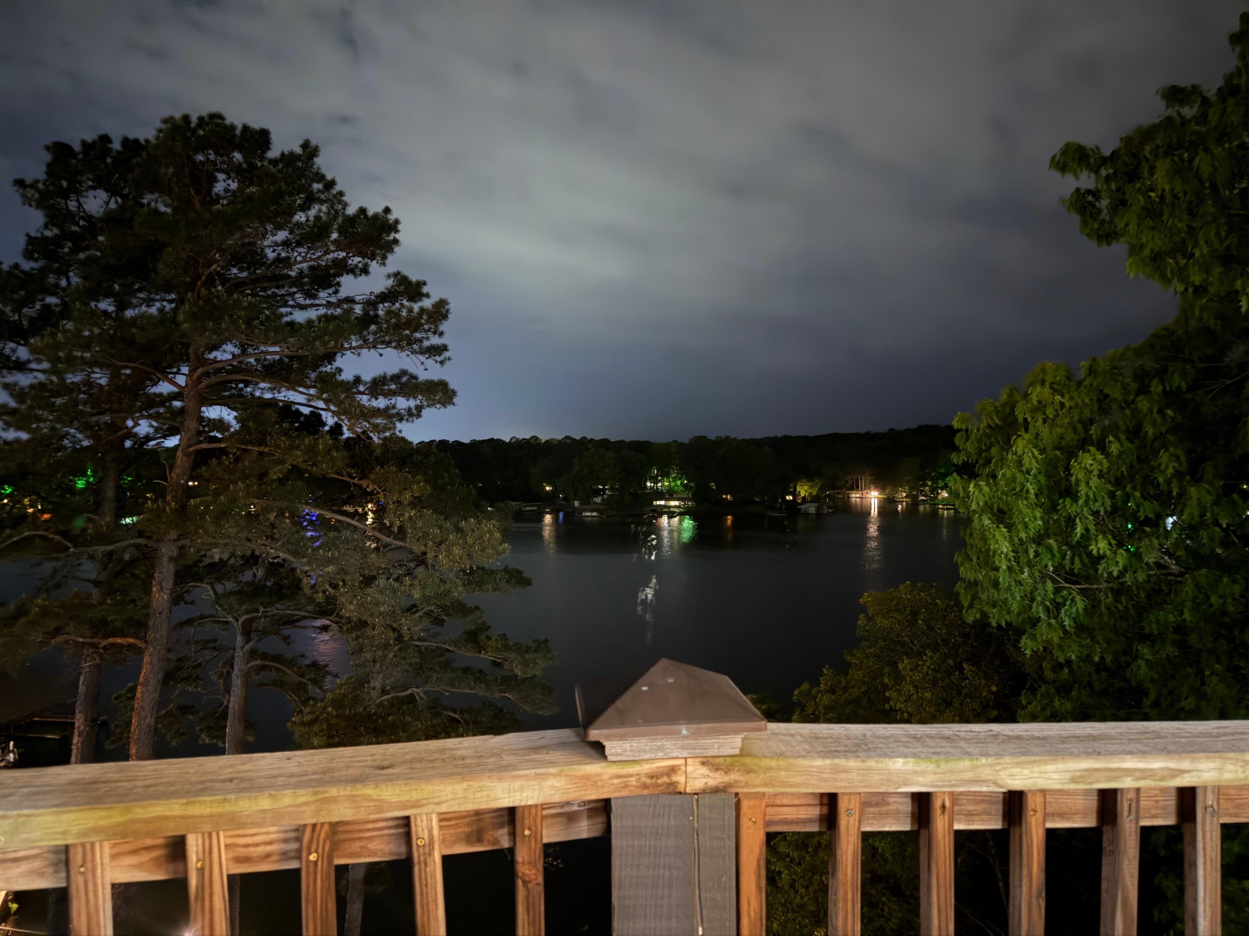 Watching the boats all lit up on the water at night. 