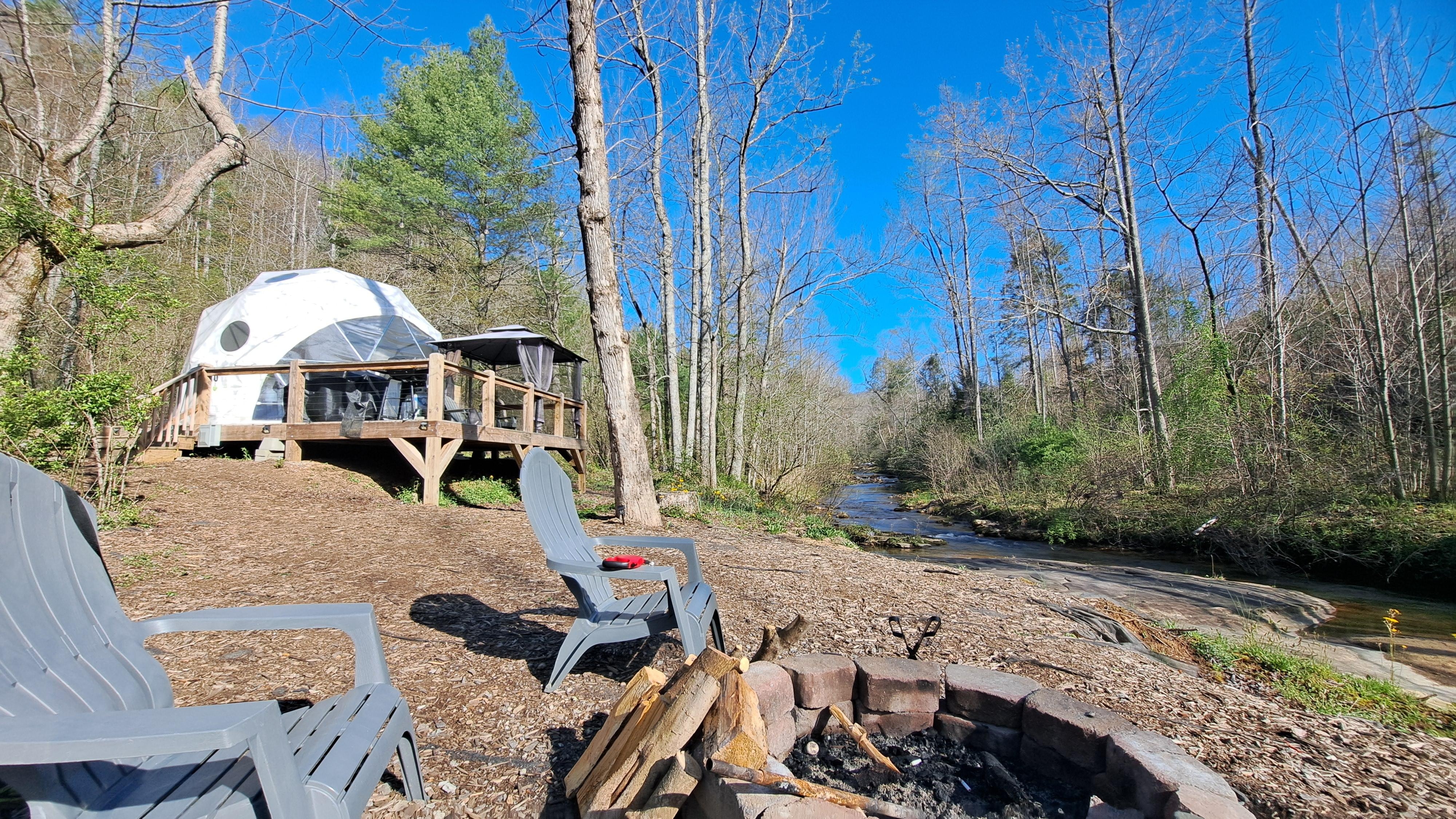 View from the firepit area next to the creek