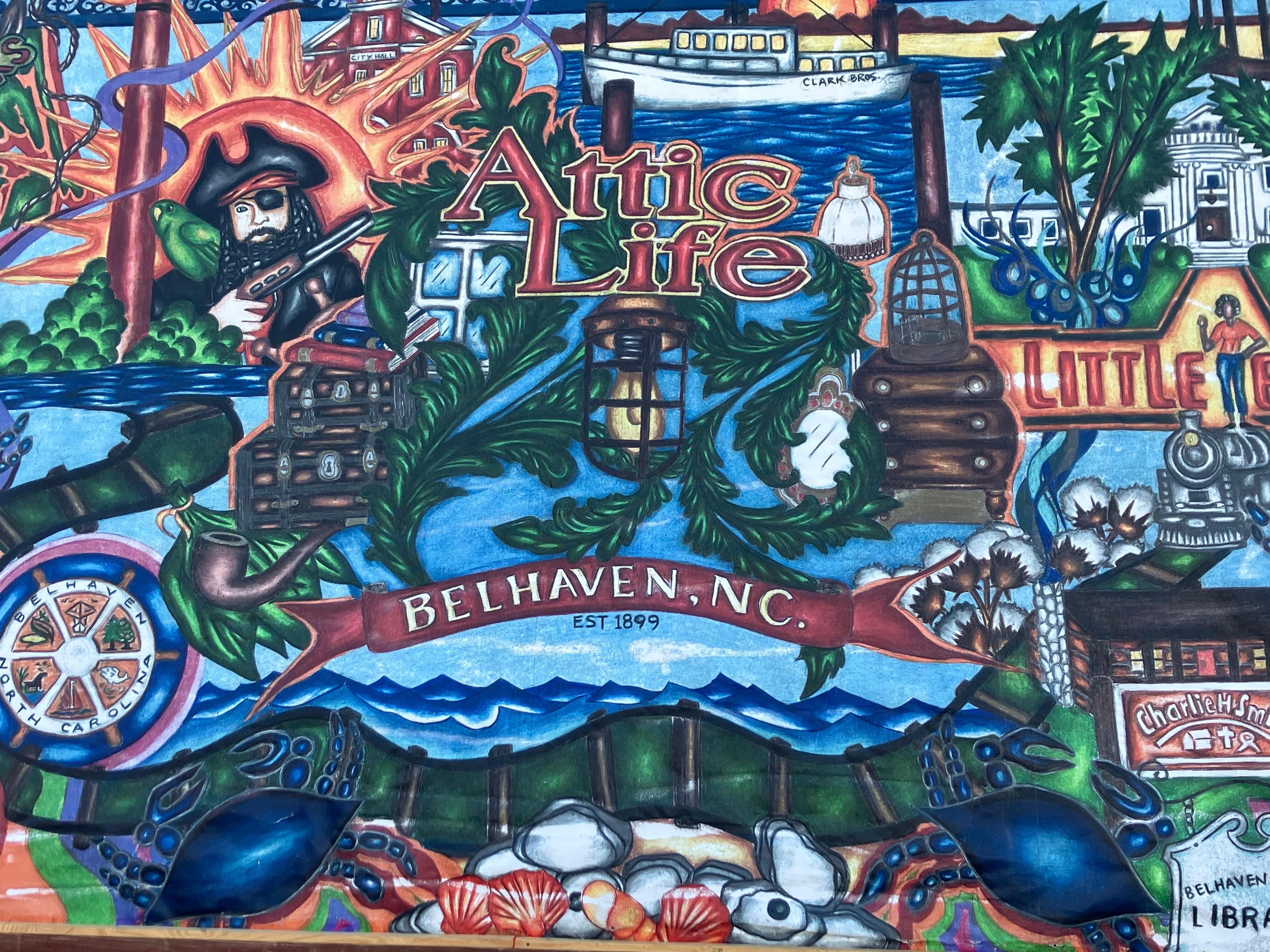 Mural in the little downtown of Belhaven. 