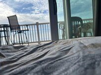 Couch pulled out into a bed. Best spot in the house!