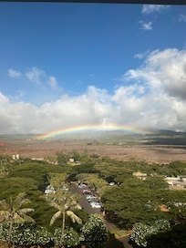 Beautiful rainbow one morning after a light mist